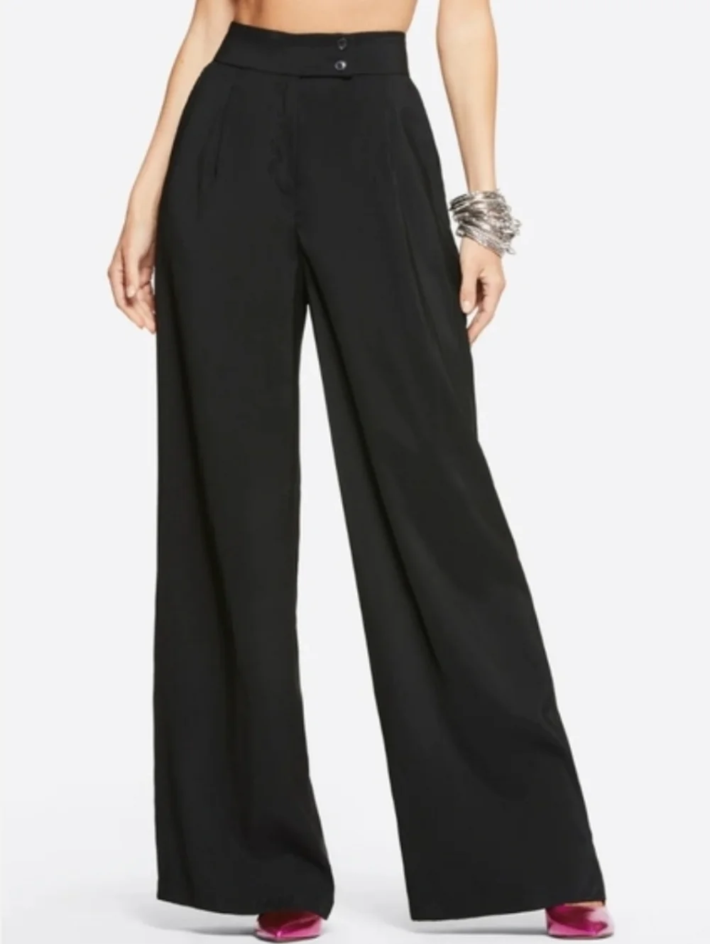 JESSICA SIMPSON Melba Wide Leg Black Flare Trouser Pants Size 14 - Picture 4 of 12